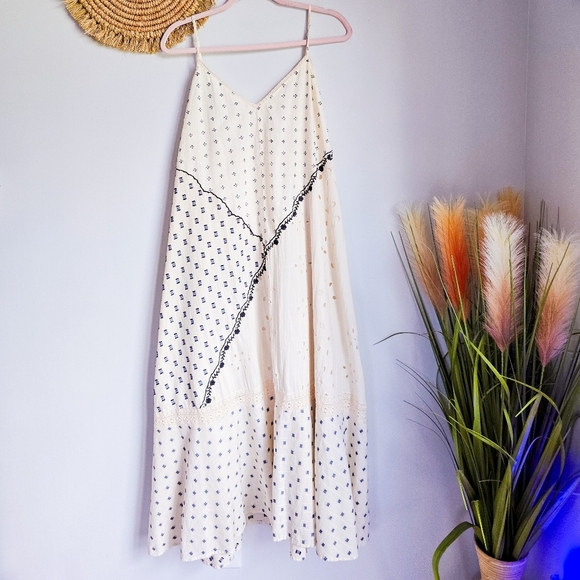 Zara New Ivory & Black Embroidred Eyelet Textured Patchwork Midi Dress SZ XXL - Picture 14 of 15